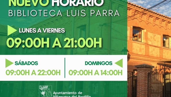Villanueva del Pardillo amplía el horario de su Biblioteca Municipal y abre los fines de semana durante junio