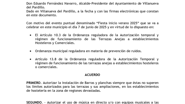 Bando municipal en Villanueva del Pardillo