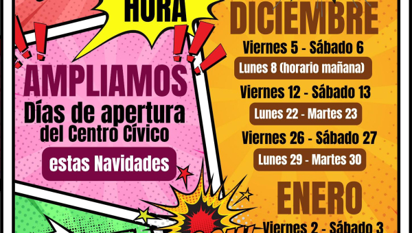 Ampliamos los días de apertura del Centro Cívico esta navidad para nuestros jóvenes