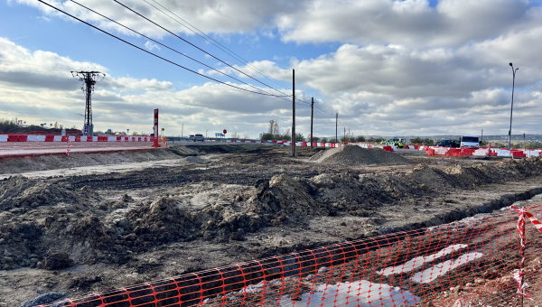 Avanzan a buen ritmo las obras de la rotonda de acceso al polígono industrial de Villanueva del Pardillo