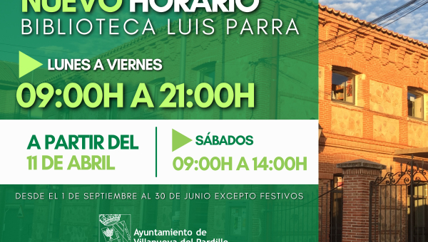 Cumpliendo para avanzar. Villanueva del Pardillo continúa ampliando el horario de su biblioteca con la apertura de los sábados