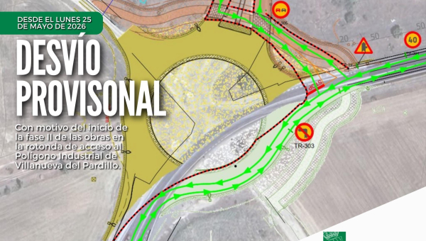 Activado el desvío provisional por las obras de acceso al Polígono Industrial de Villanueva del Pardillo