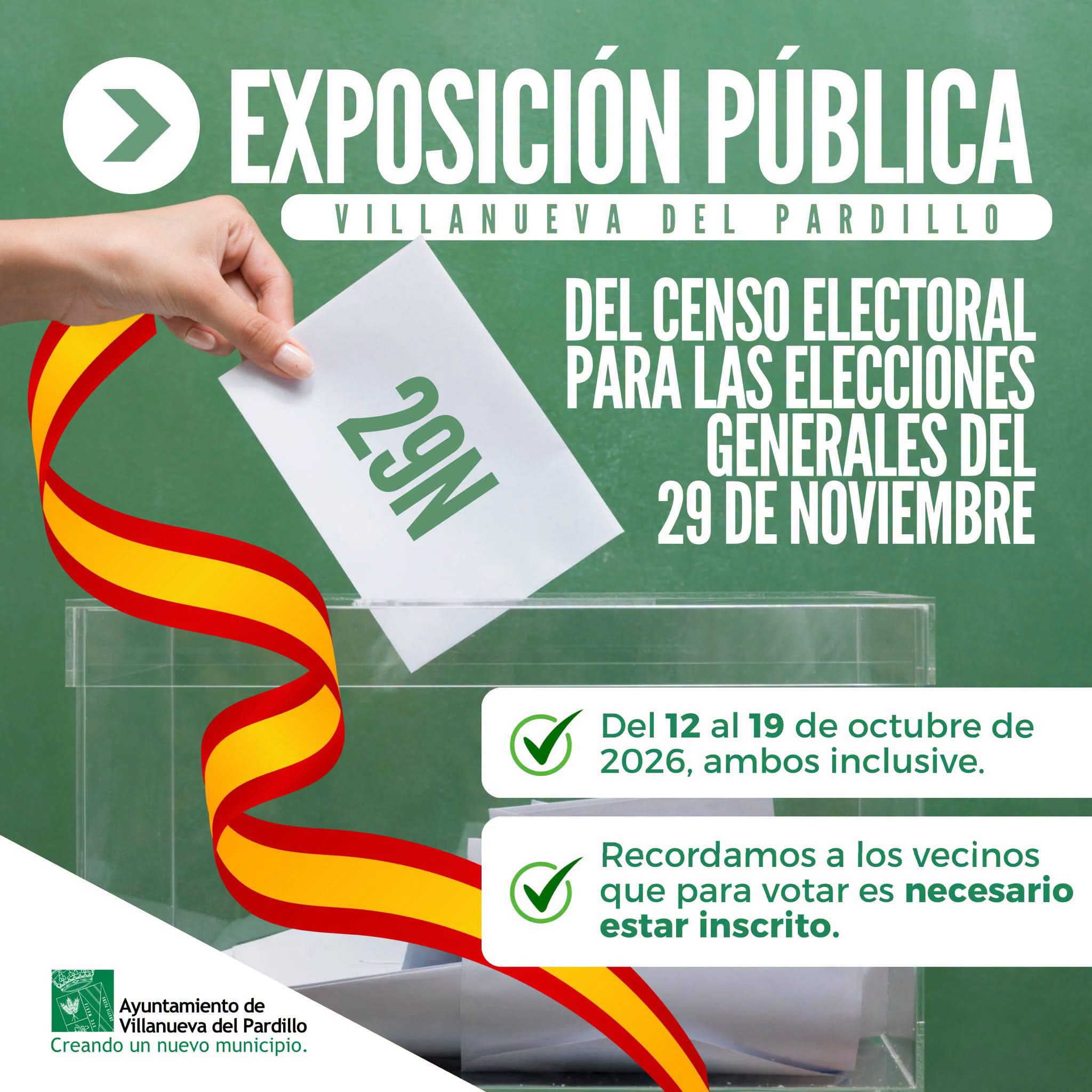 Exposición pública del censo electoral para las elecciones al Congreso de los Diputados y al Senado