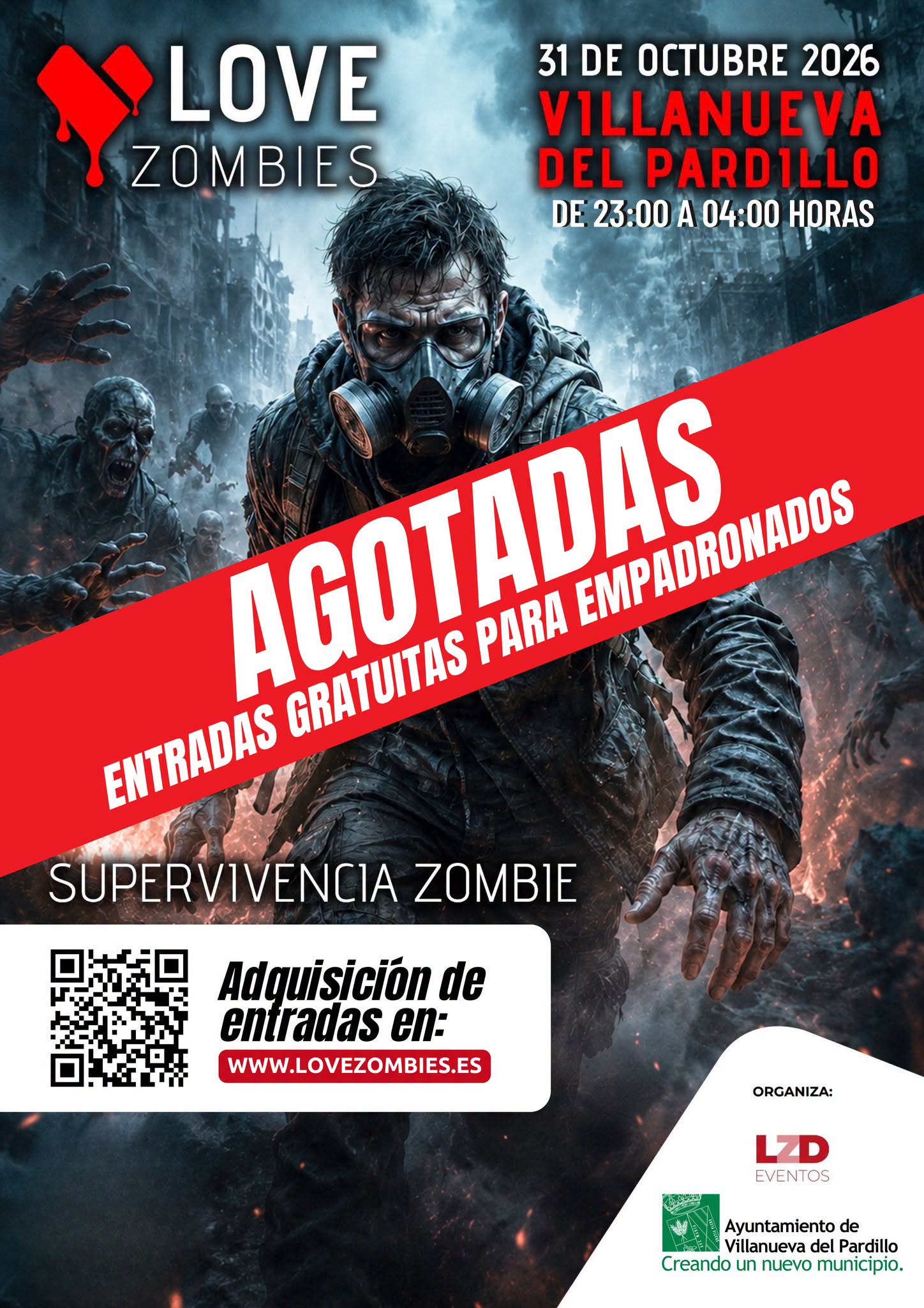 ÚLTIMA HORA. Agotadas las 500 entradas gratuitas para empadronados del Apocalipsis Zombie del 31 de octubre.