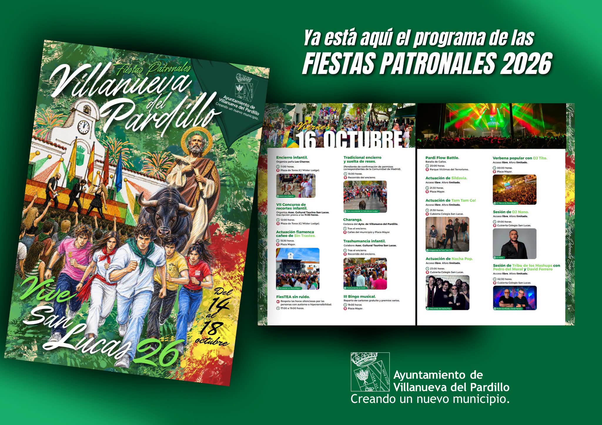 Villanueva del Pardillo presenta el programa de Fiestas Patronales San Lucas Evangelista 2026