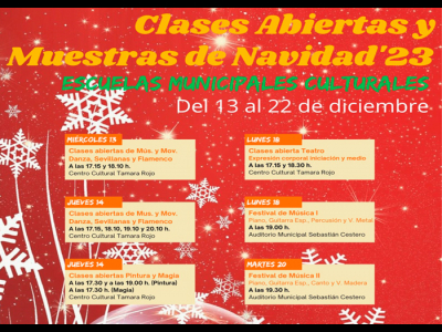 Clases abiertas y Muestras de Navidad Escuelas Municipales Culturales'23