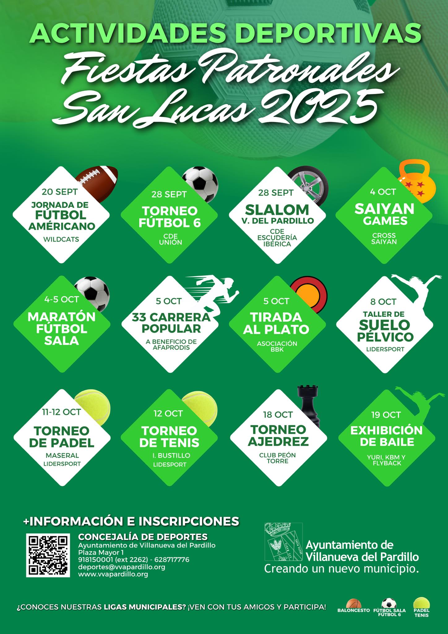 Fiestas Patronales San Lucas 2025. Actividades deportivas en Villanueva del Pardillo