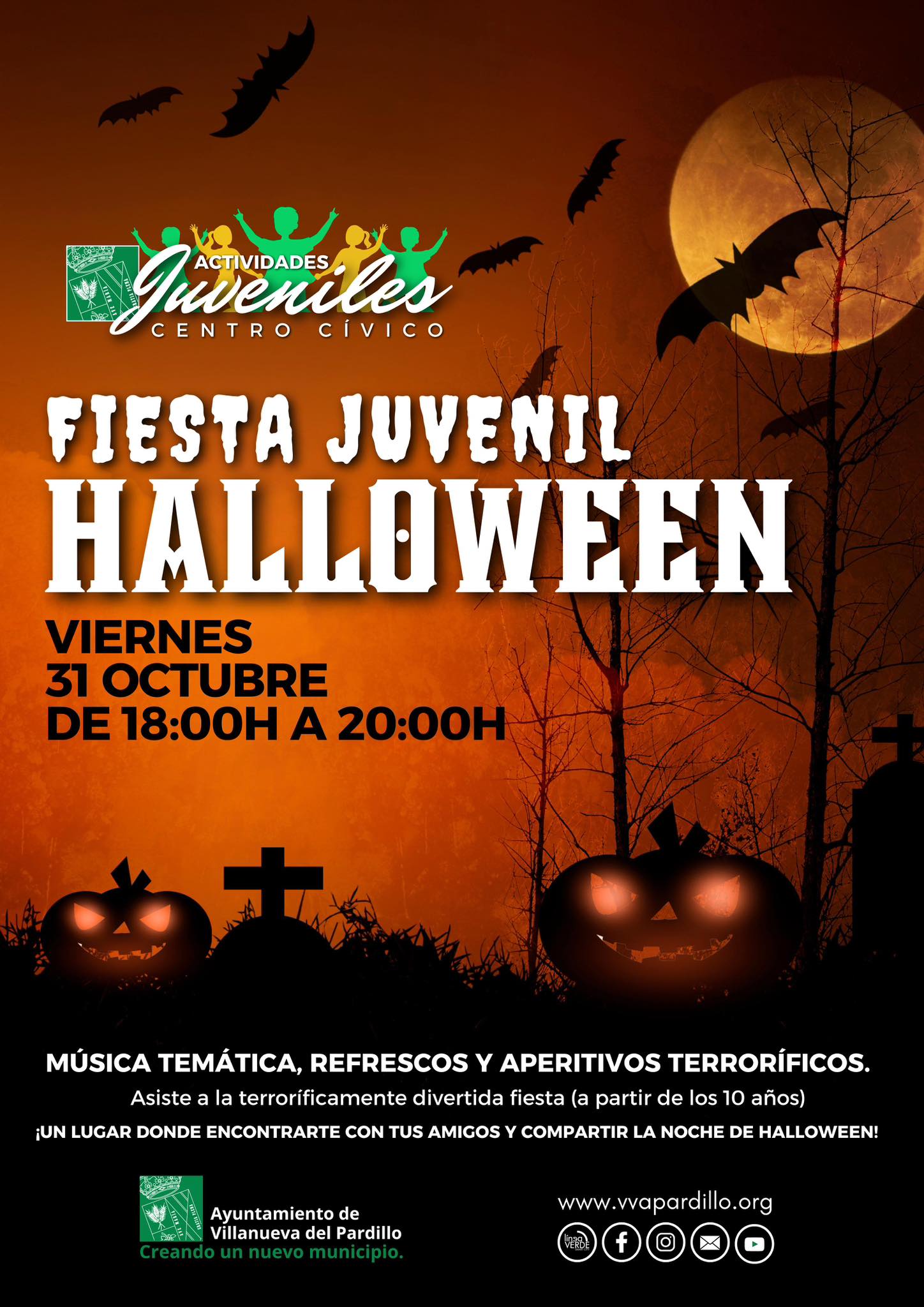 Actividades juveniles Centro Cívico. Fiesta juvenil Halloween en Villanueva del Pardillo