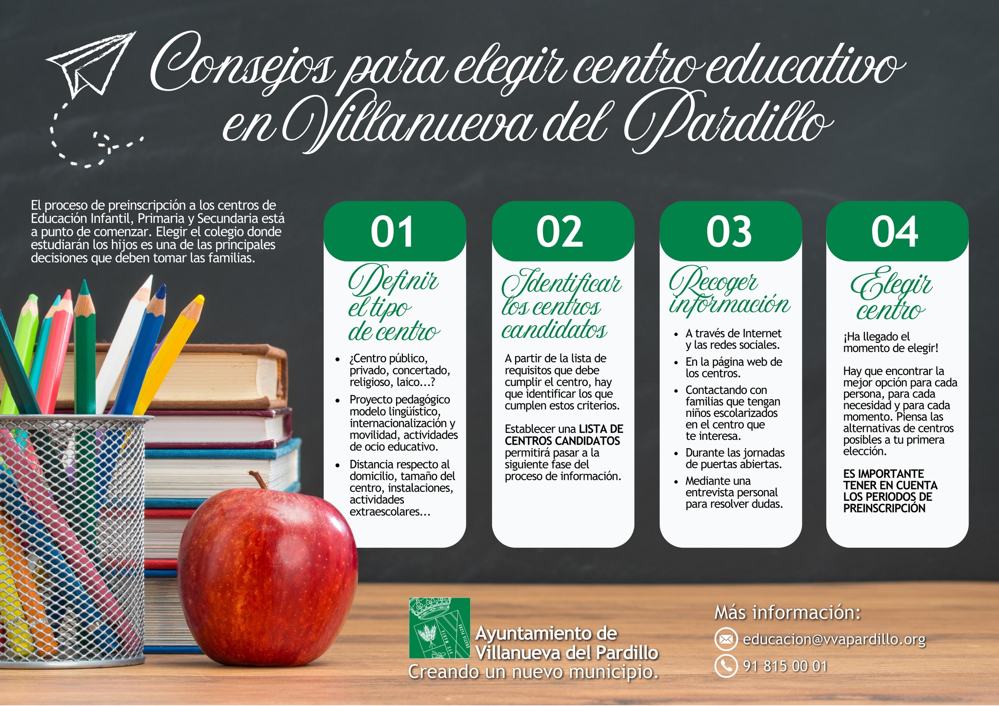 Jornadas de puertas abiertas curso 2026-2027 en los centros educativos de Villanueva del Pardillo