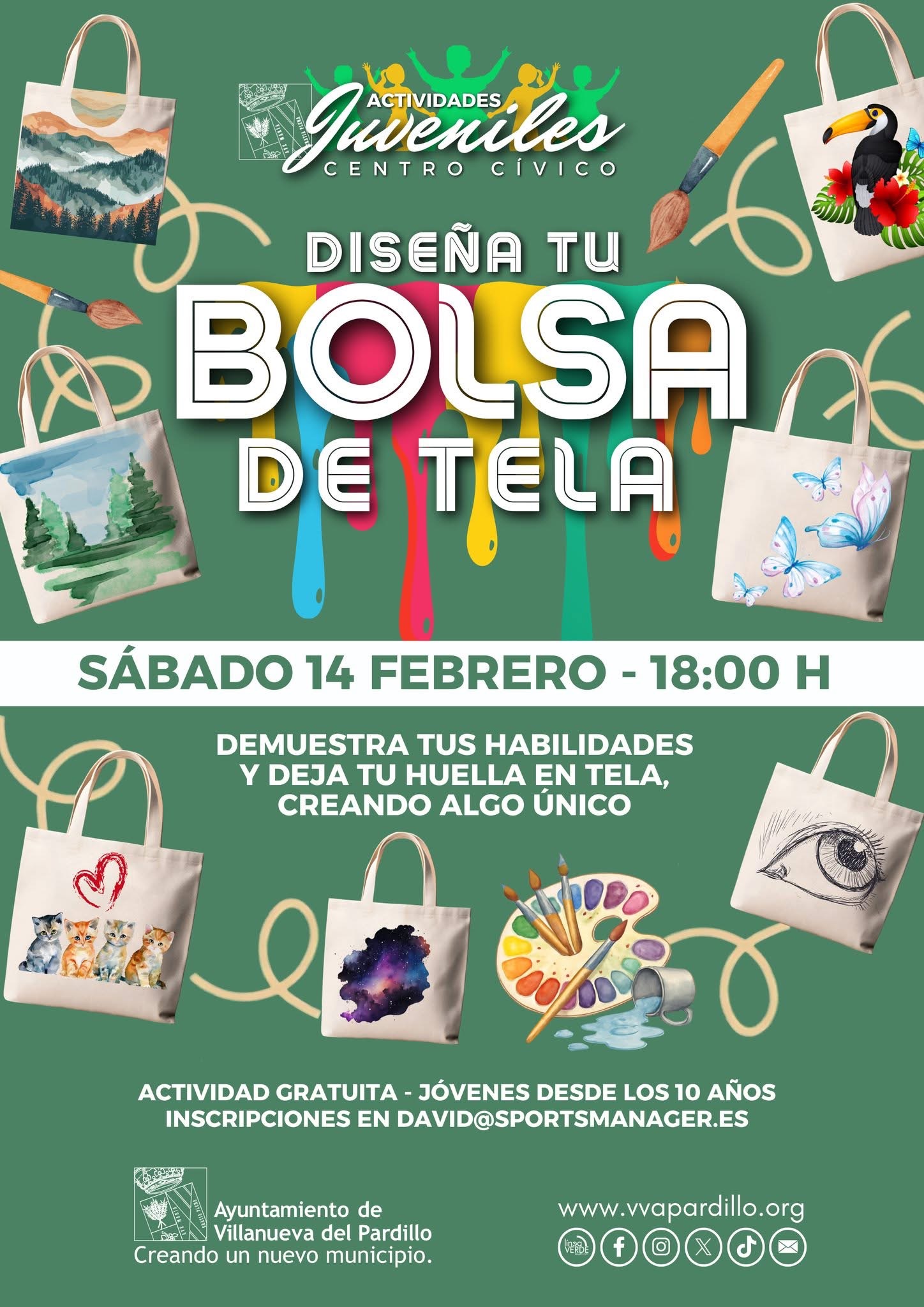 Actividades juveniles del Centro Cívico. Taller “Diseña tu bolsa de tela” en Villanueva del Pardillo
