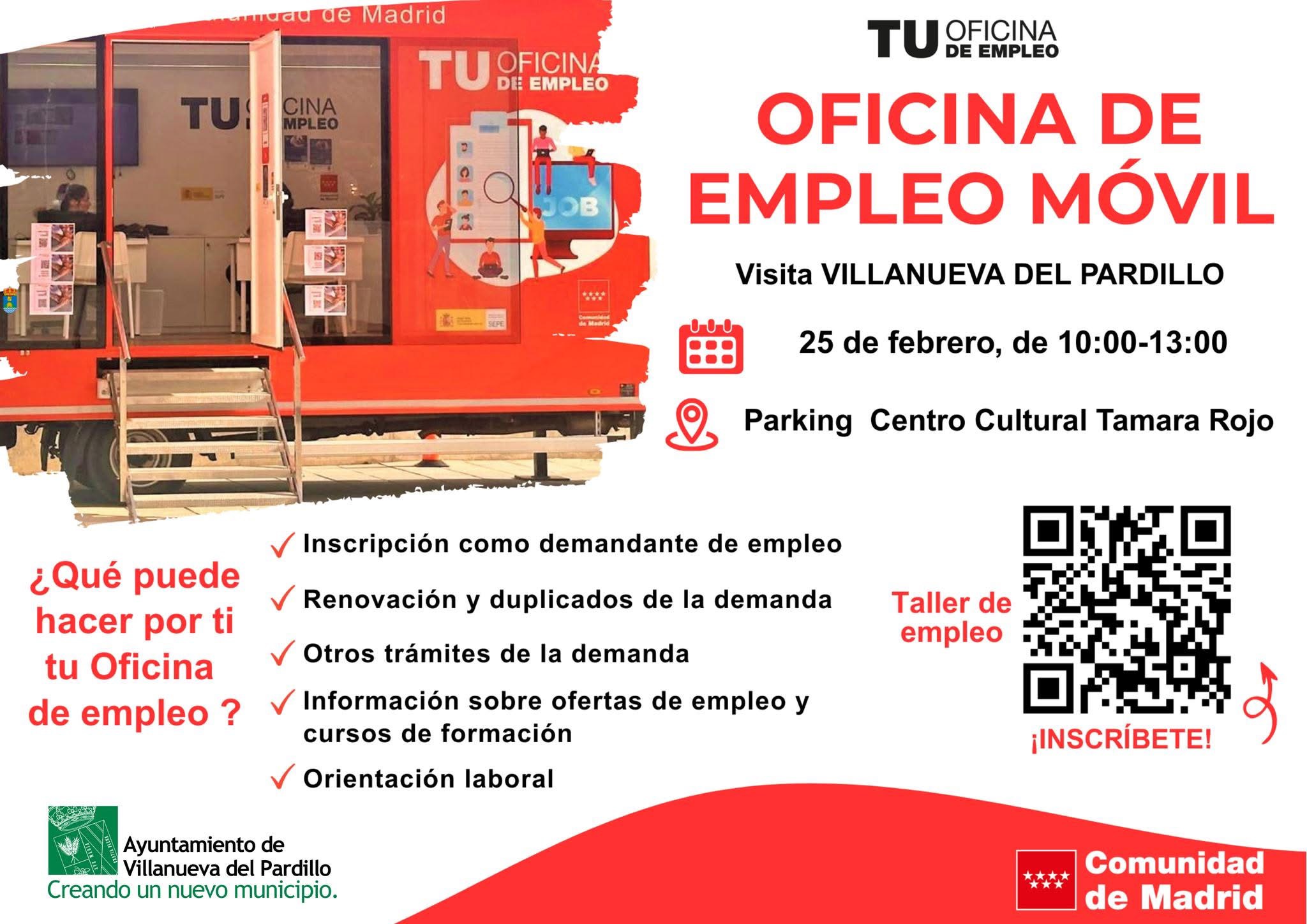 Villanueva del Pardillo contará con la Oficina Móvil de Empleo de la Comunidad de Madrid
