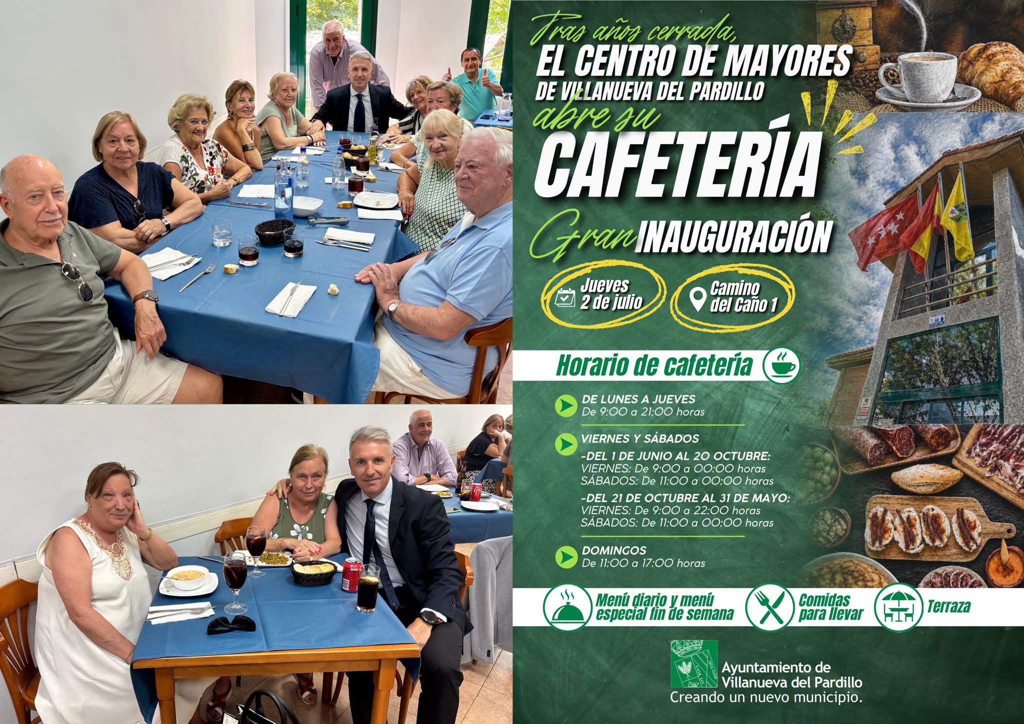 Abierta la cafetería del Centro de Mayores de Villanueva del Pardillo tras años cerrada