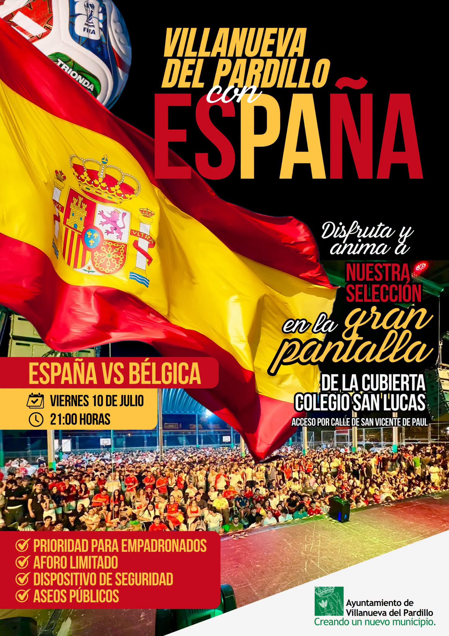 Villanueva del Pardillo con España. Gran pantalla para apoyar a nuestra Selección en cuartos