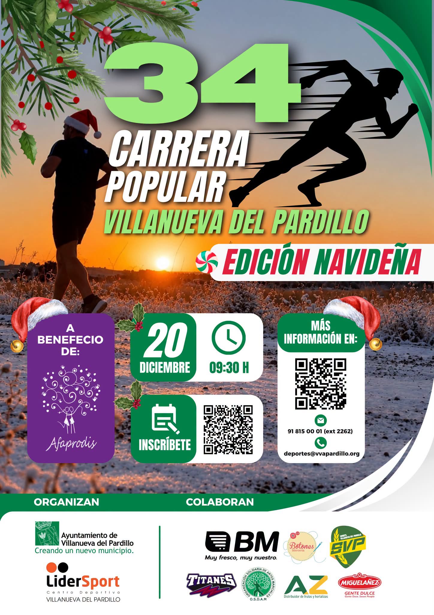 La 34ª Carrera Popular de Villanueva del Pardillo se celebrará el 20 de diciembre en una edición navideña