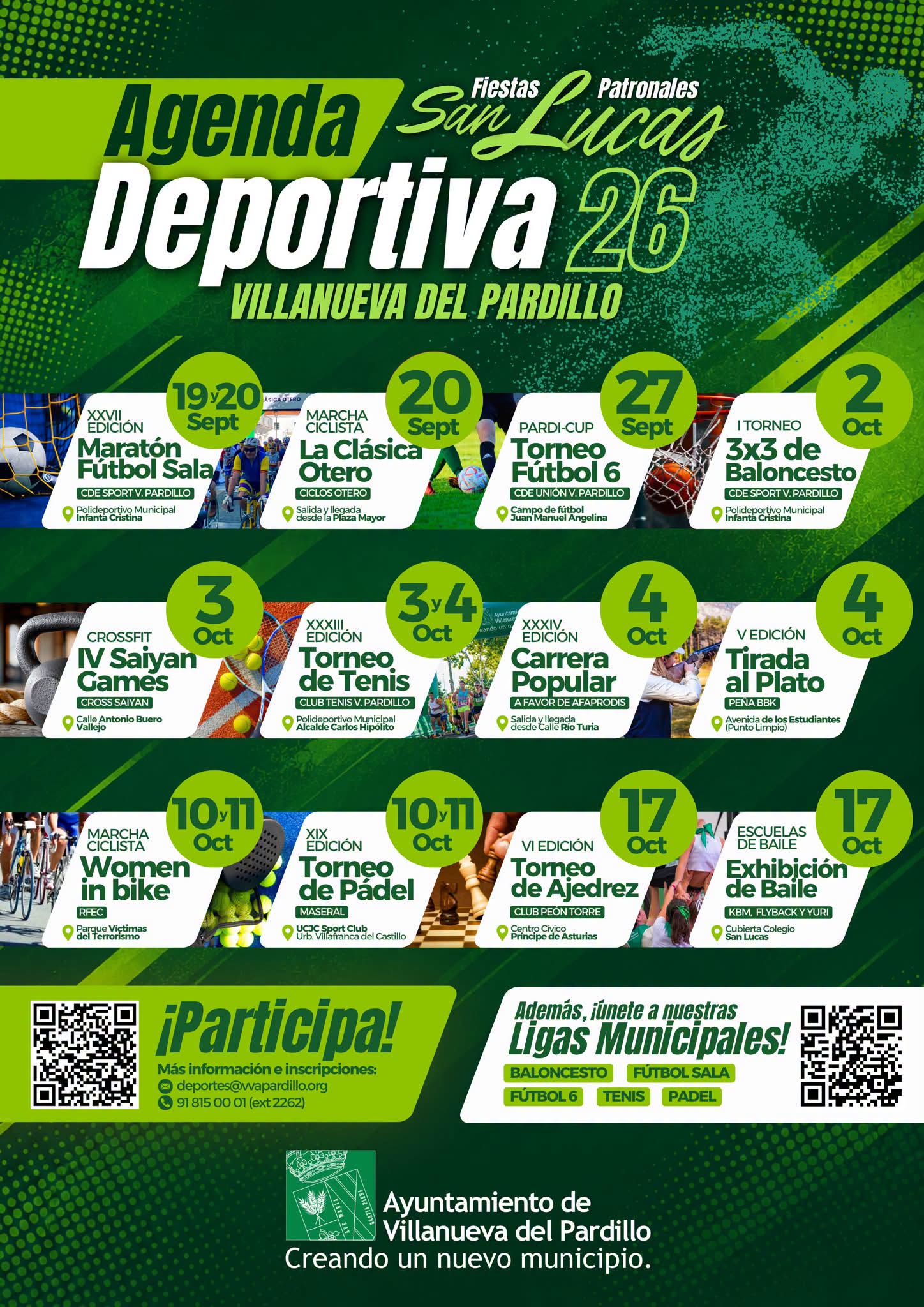 Agenda deportiva Fiestas Patronales San Lucas 2026 en Villanueva del Pardillo