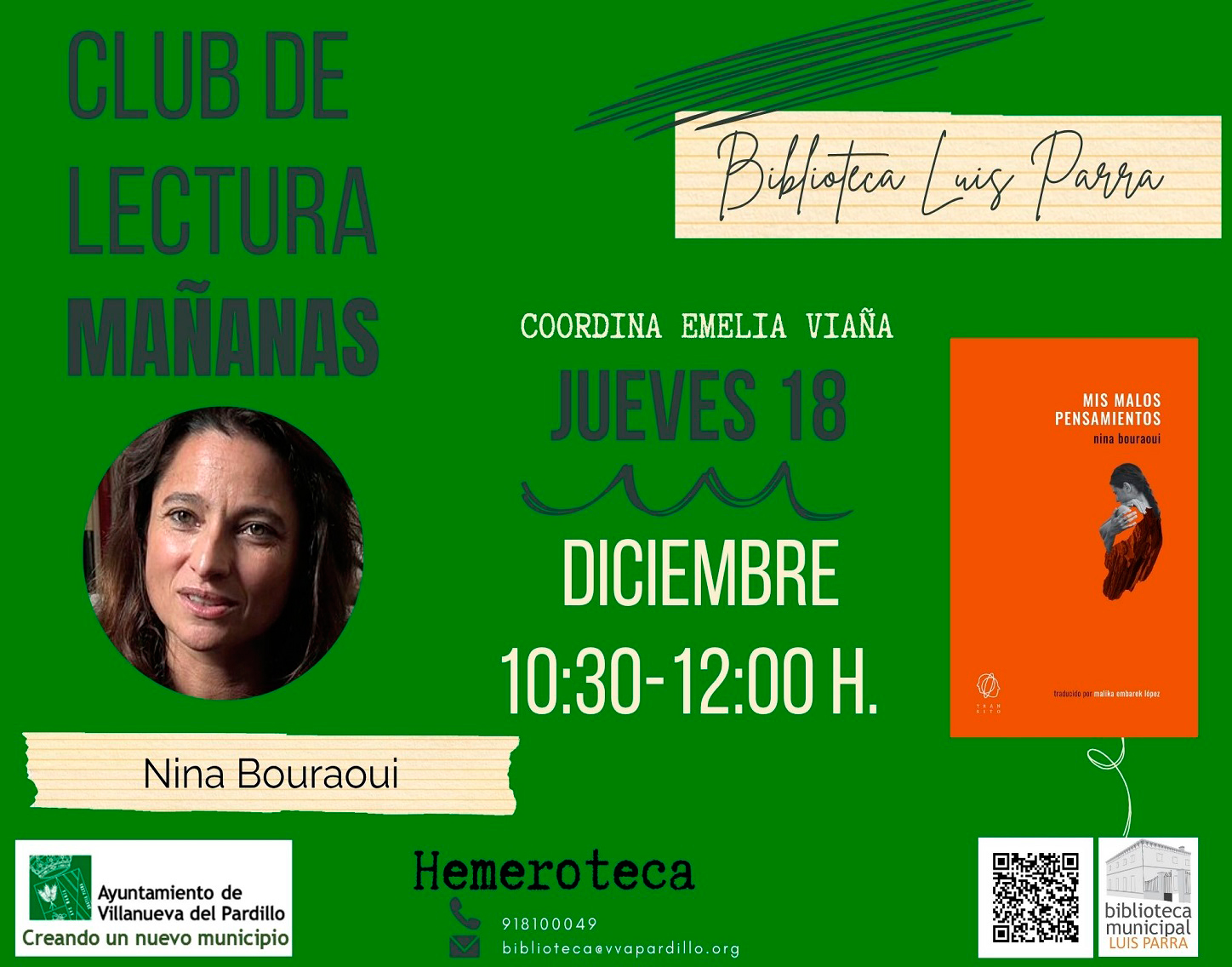 Club de lectura Adultos. Mañana. Jueves 18 de diciembre'25