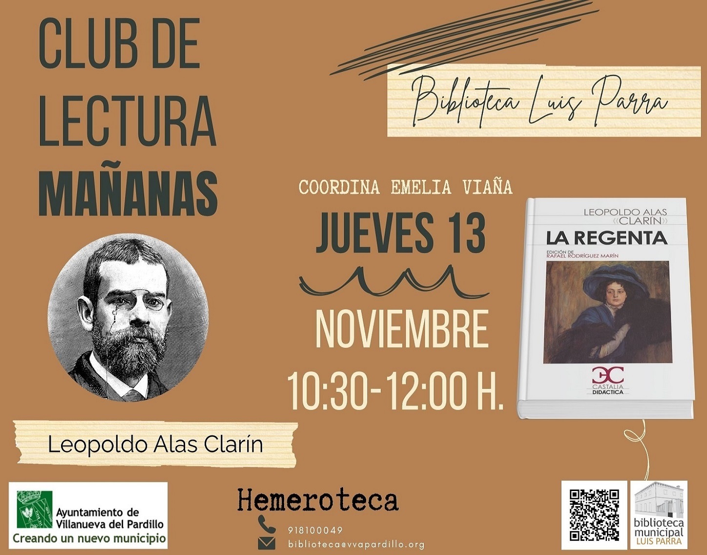 Club de lectura Adultos. Mañana. Jueves 13 de noviembre'25