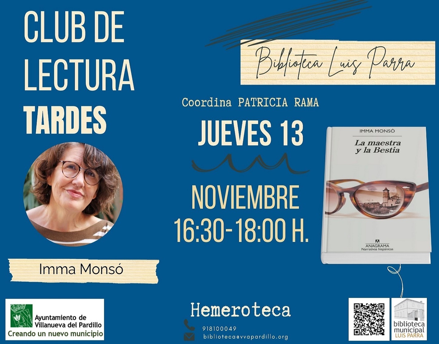 Club de lectura Adultos. Tarde. Jueves 13 de noviembre'25