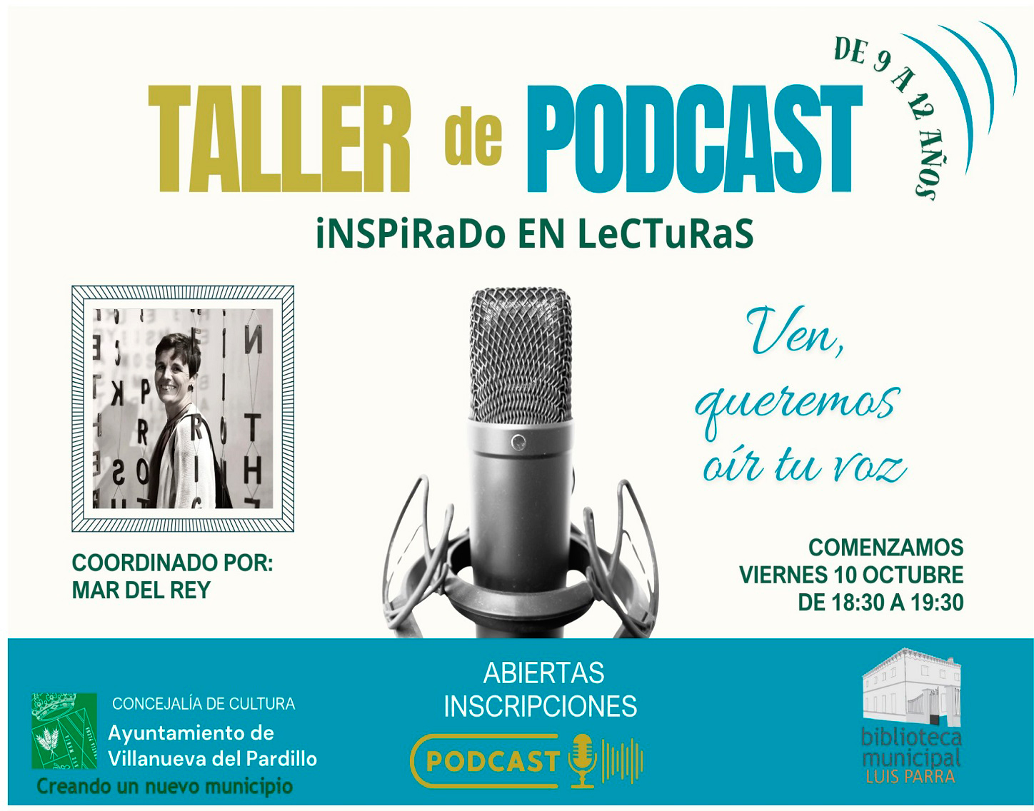 Club de lectura Juvenil. Taller de podcast, viernes 10 de octubre'25