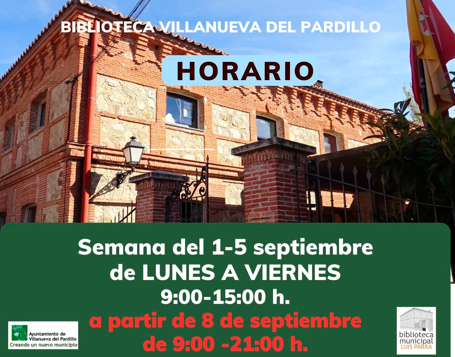 Fuente: Reader´s Digest Biblioteca Luis Parra, información y horarios septiembre'25