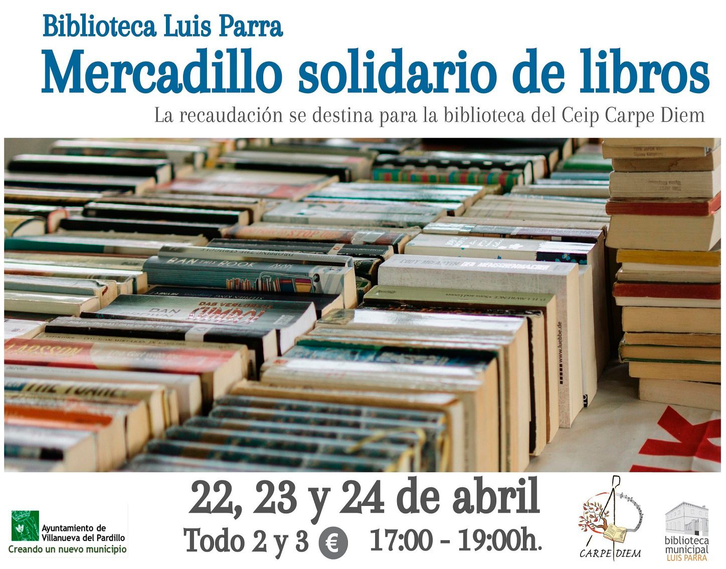 Mercadillo de libros solidario, del 22 al 24 de abril
