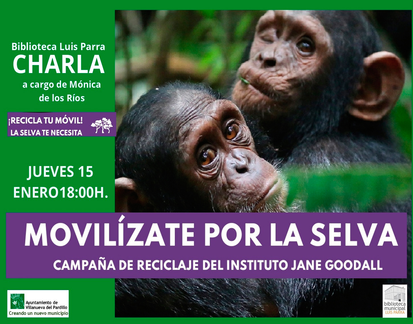 Charla-Coloquio "Movilízate por la selva", en la Biblioteca Municipal, jueves 12 de enero'26