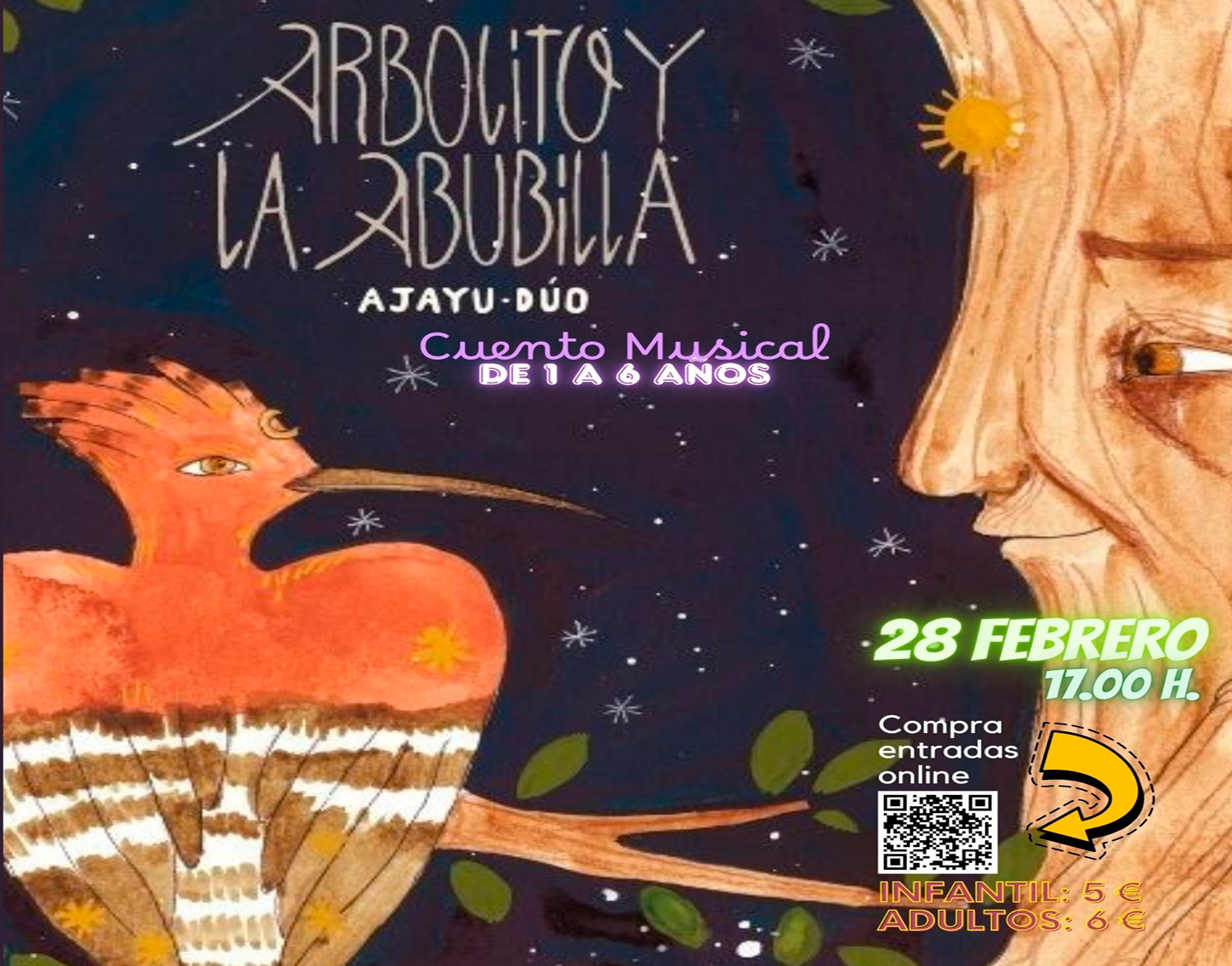 Cuento Musical "Arbolito y la Abubilla", sábado 28 de febrero'26