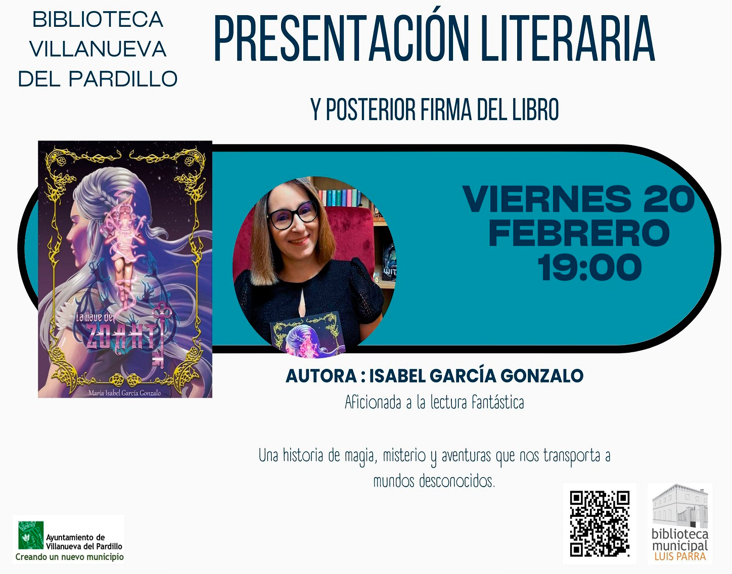 Presentación del libro “La llave de Zoah”, viernes 20 de febrero'26