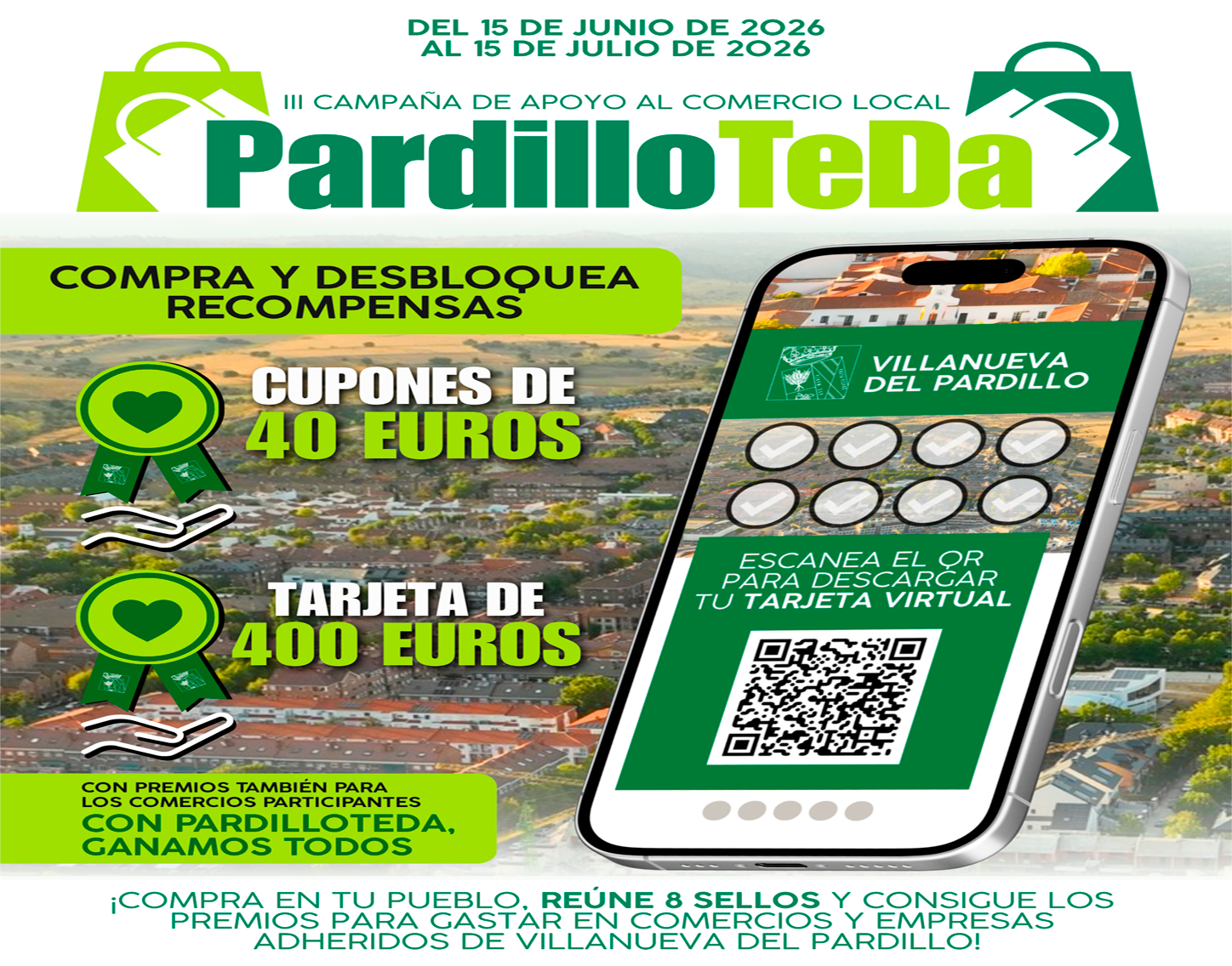 Gana hasta 400 euros por consumir en los comercios de Villanueva del Pardillo a través de PardilloTeDa