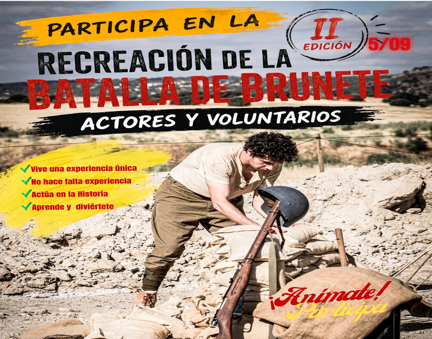 Conviértete en protagonista de la II Recreación de la Batalla de Brunete como actor o voluntario