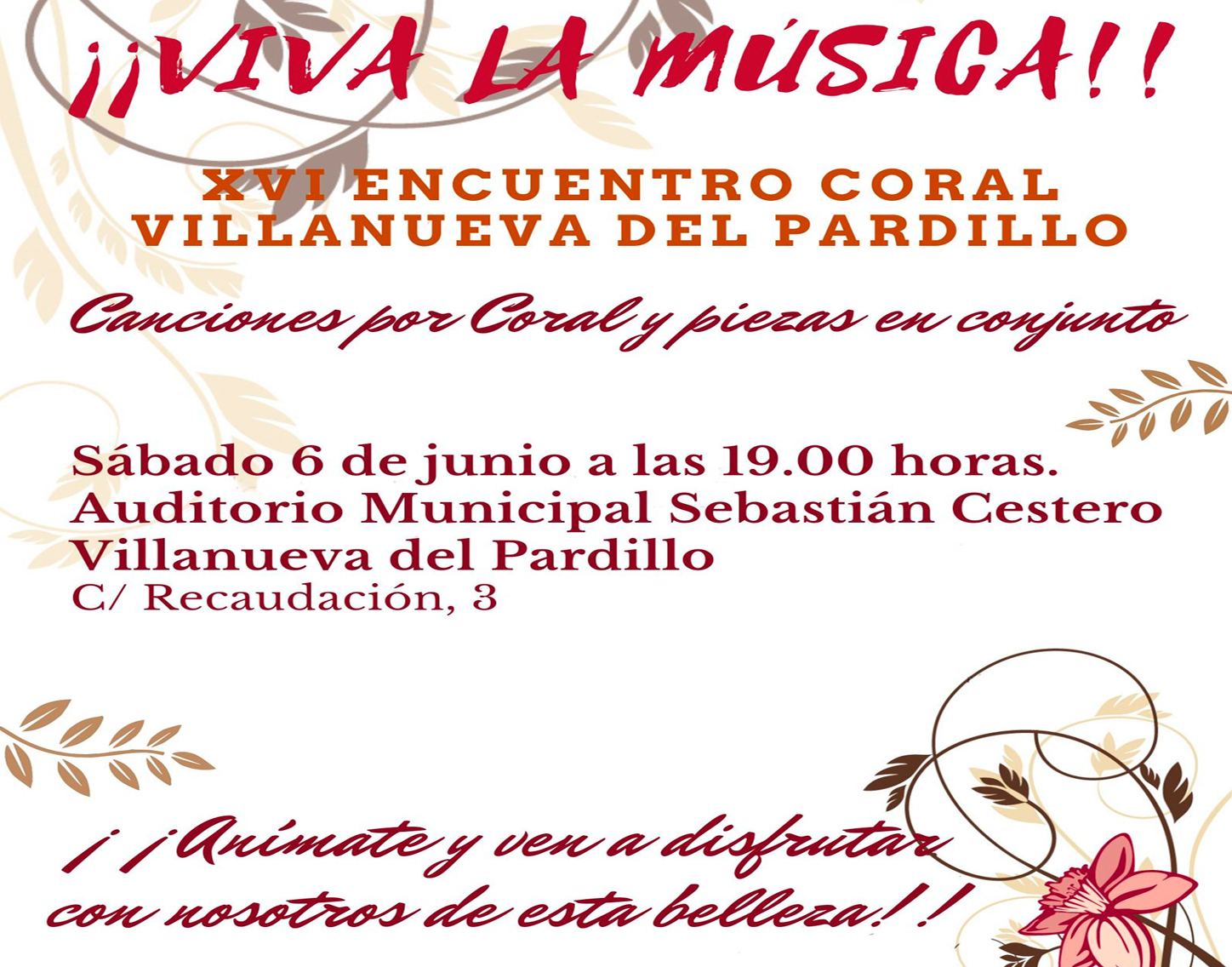 XVI Encuentro de Corales de Villanueva del Pardillo, sábado 6 de junio'26