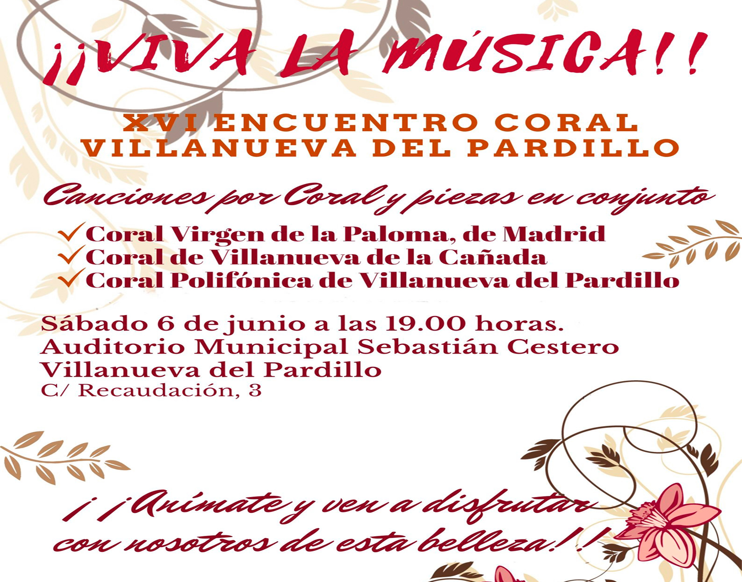 XVI Encuentro de Corales de Villanueva del Pardillo, sábado 6 de junio'26