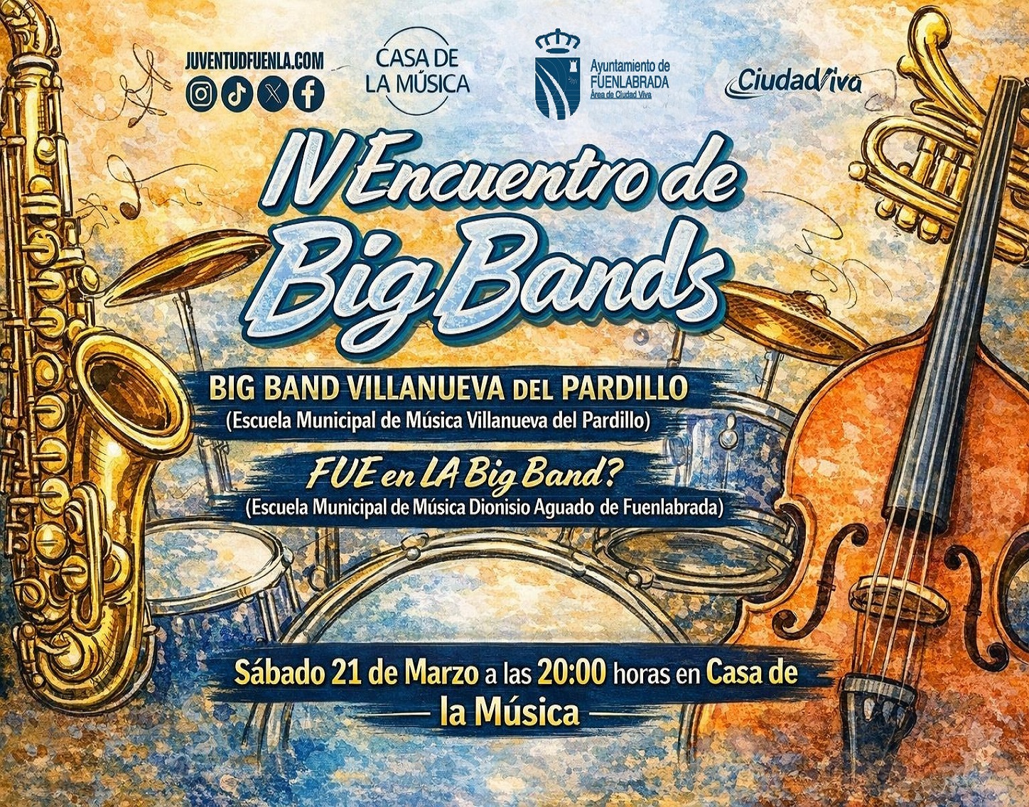 Concierto Intercambio de la Big Band de Villanueva del Pardillo en Fuenlabrada, sábado 21 de marzo'26