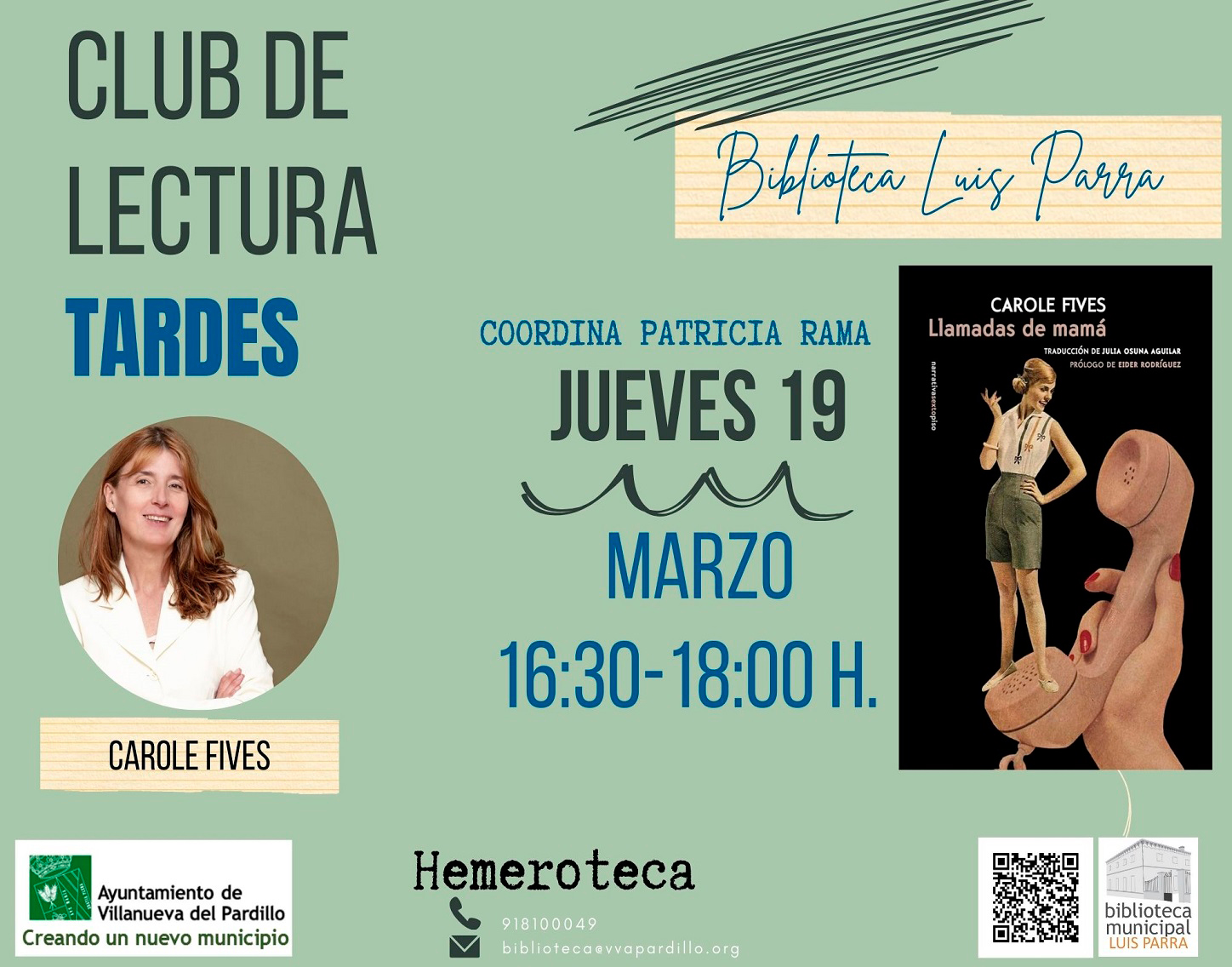 Club de lectura Adultos. Tarde. Jueves 19 de marzo'26