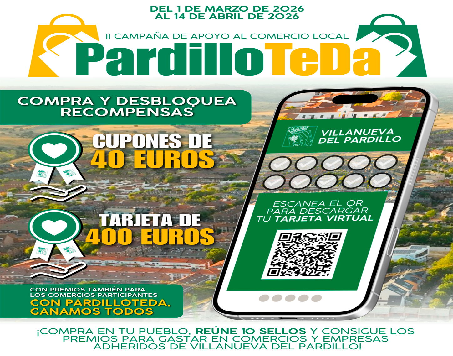 Gana 400 euros por consumir en los comercios de Villanueva del Pardillo a través de PardilloTeDa