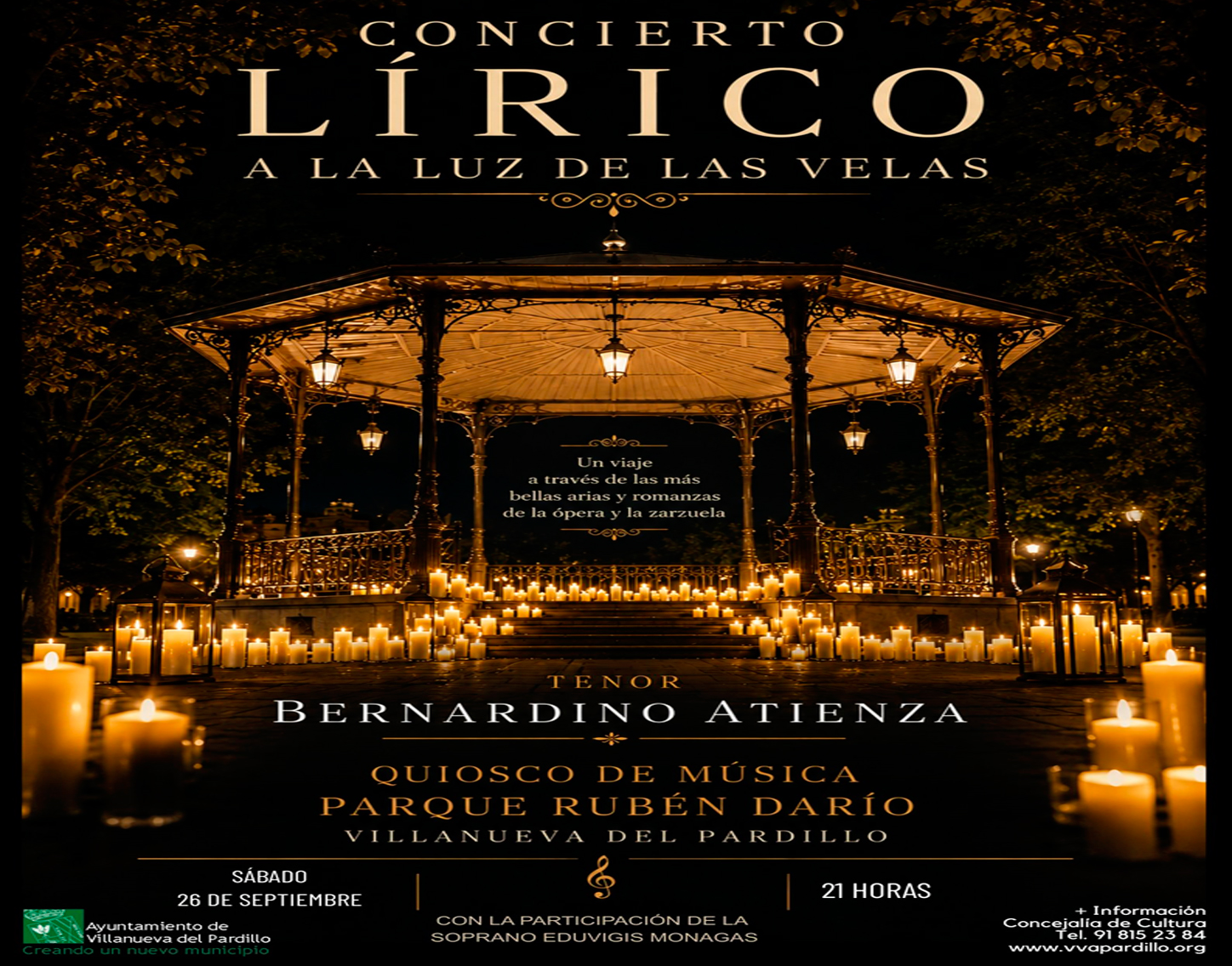 Concierto lírico a la luz de las velas, sábado 26 de septiembre'26