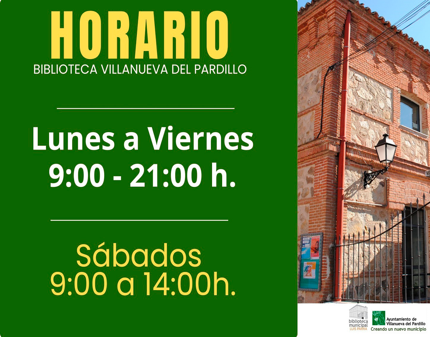 Biblioteca Municipal Luis Parra, horarios