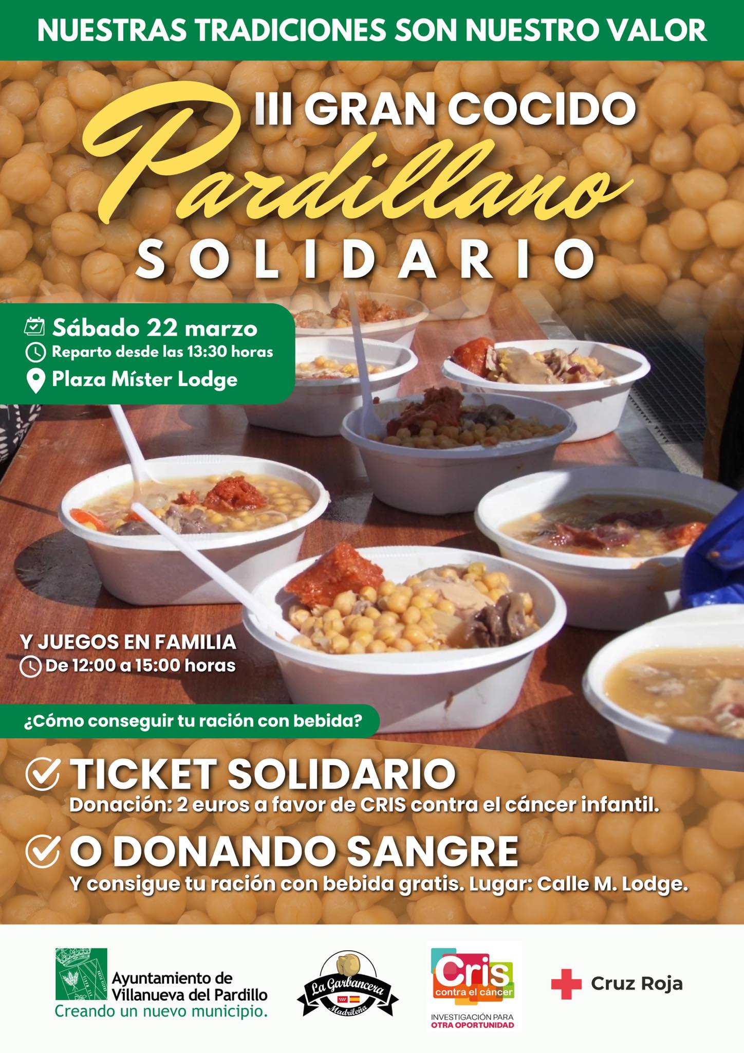 Nuestras tradiciones son nuestro valor. III Gran Cocido Pardillano Solidario