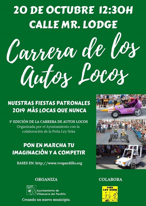 NUESTRAS FIESTAS PATRONALES SAN LUCAS EVANGELISTA 2019 MÁS LOCAS QUE NUNCA.  GRAN CARRERA DE LOS AUTOS LOCOS. 12/09/19.